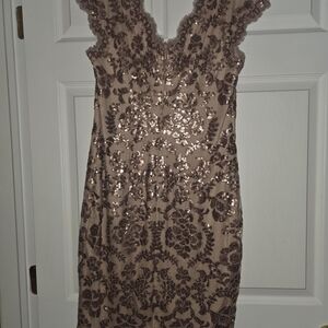 Tadashi Shoji Pink Sequin Lace Dress